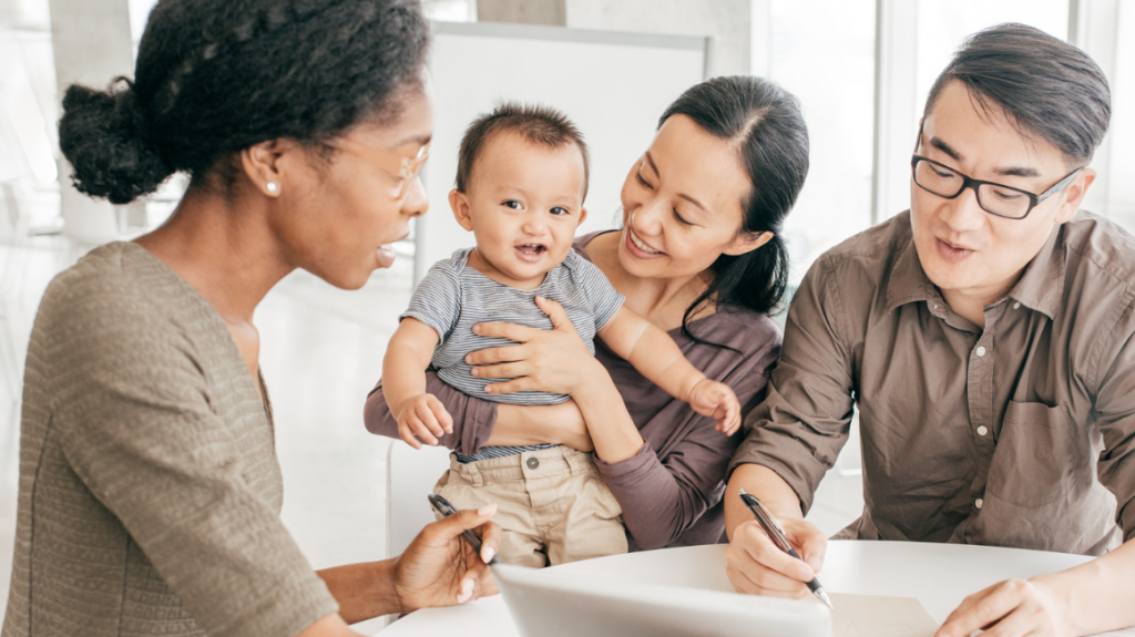 Family discussing how much life insurance they need based on income, debt, and future financial responsibilities